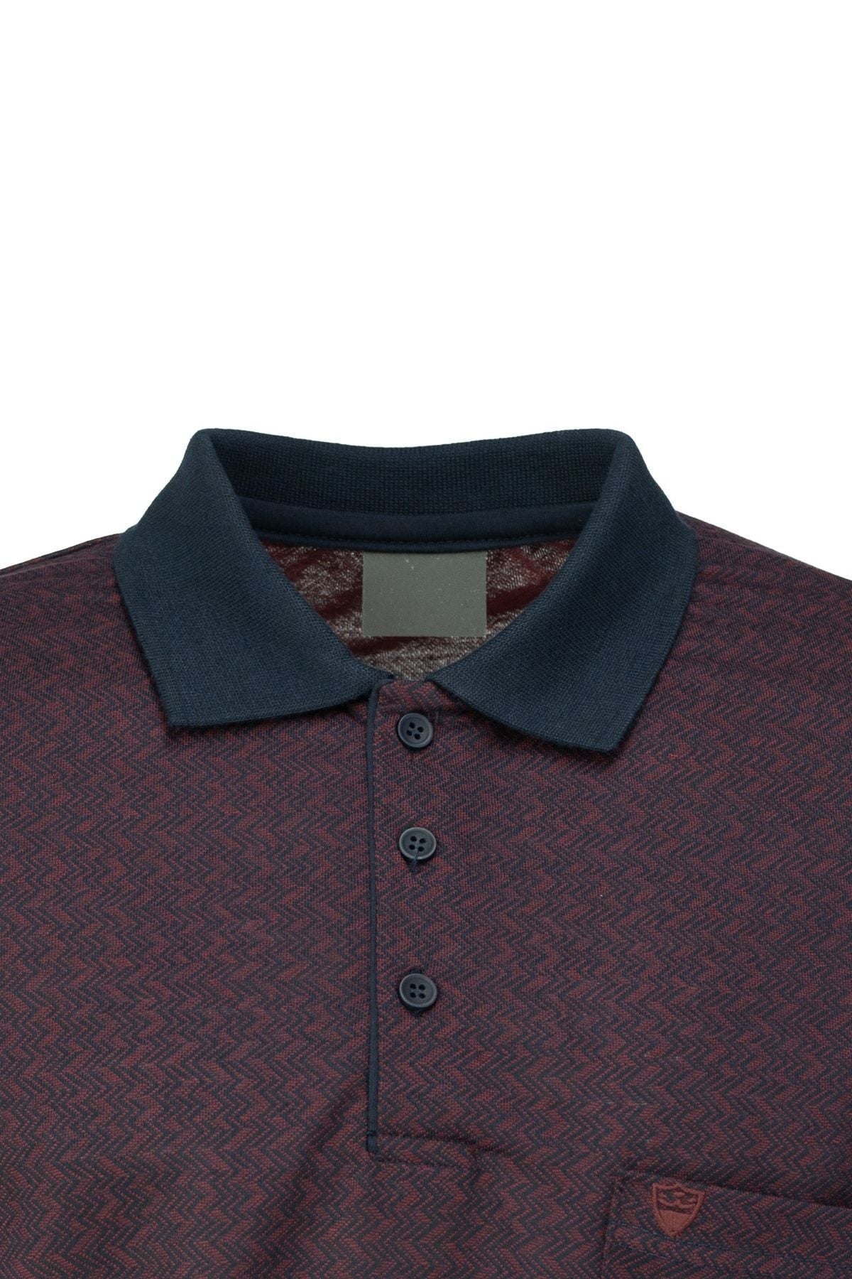 Erkek Polo Yaka Şık Desenli Cepli Kısa Kollu Rahat Tam Kalıp Premium Pamuklu Kumaş T-shirt