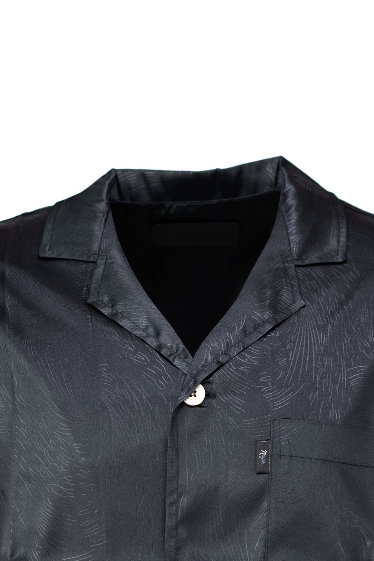 Erkek Klasik Model Saten Gecelik Gömlek Premium ipeksi Saten Kumaş Desenli Cepli Tam Kalıp