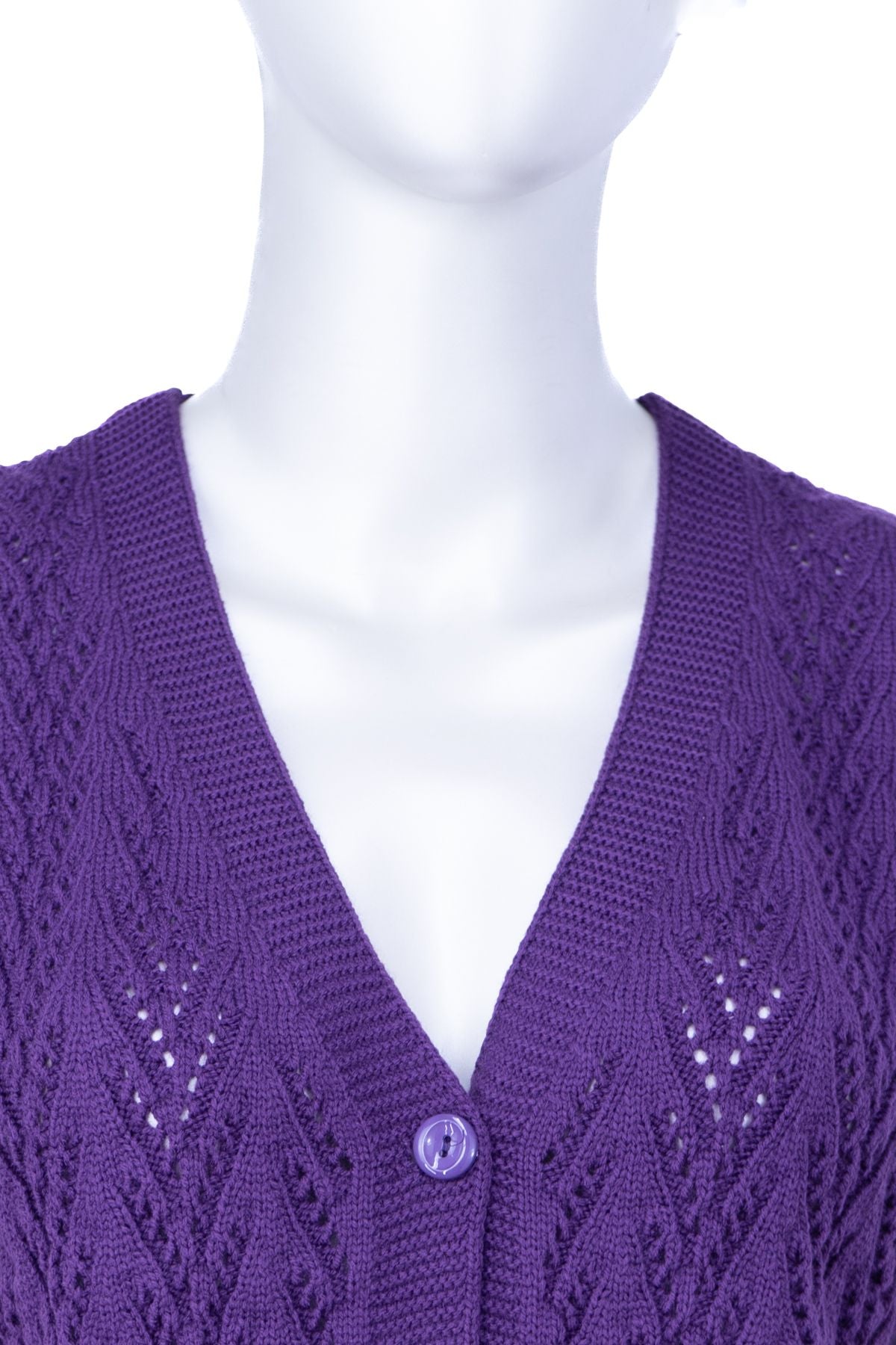 Kadın Kışlık Pamuklu Triko Klasik Örme Anne Yelek Kilim Örgü Model Önden Düğmeli Çift Cepli