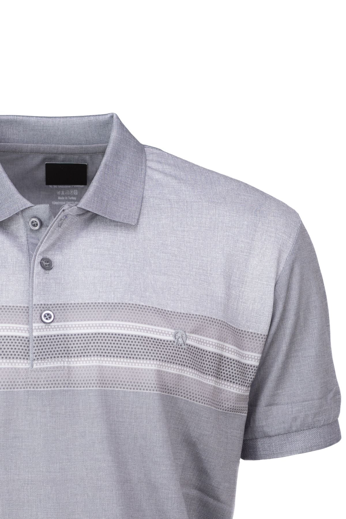 Erkek Pamuklu Merserize Kumaş T-Shirt Cepsiz Polo Yaka Kısa Kollu Çizgi Desenli Tam Kalıp