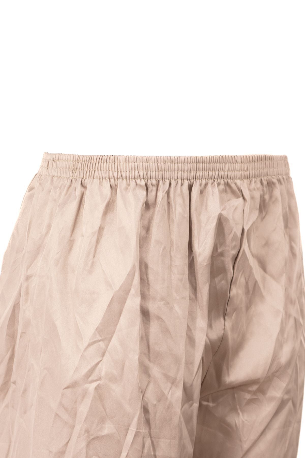 Erkek Saten Kumaş Şort Düz Renk Beli Lastikli Cepsiz Hafif Kumaş