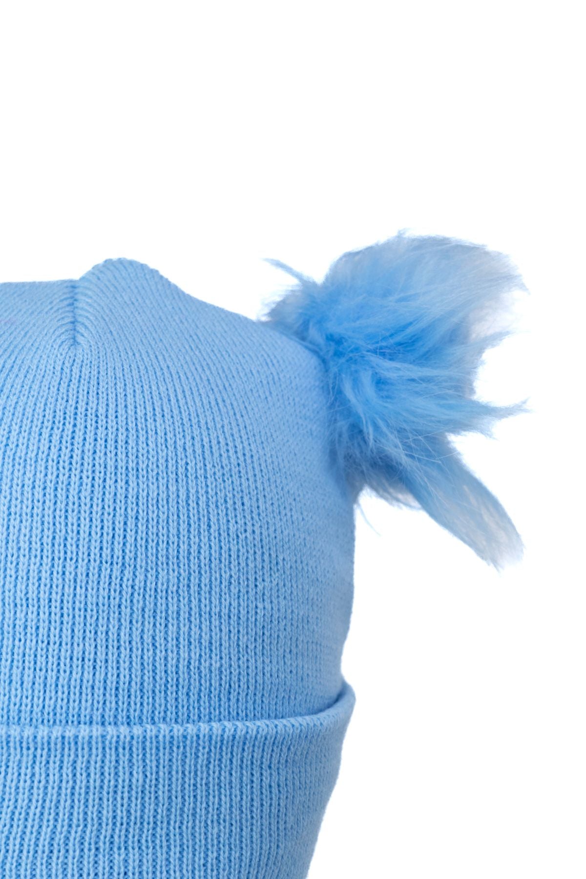 Kız Çocuk Kışlık Kalın Bere Çift Ponpon Model Pamuklu Katlamalı Sıcak Tutar Esnek Rahat