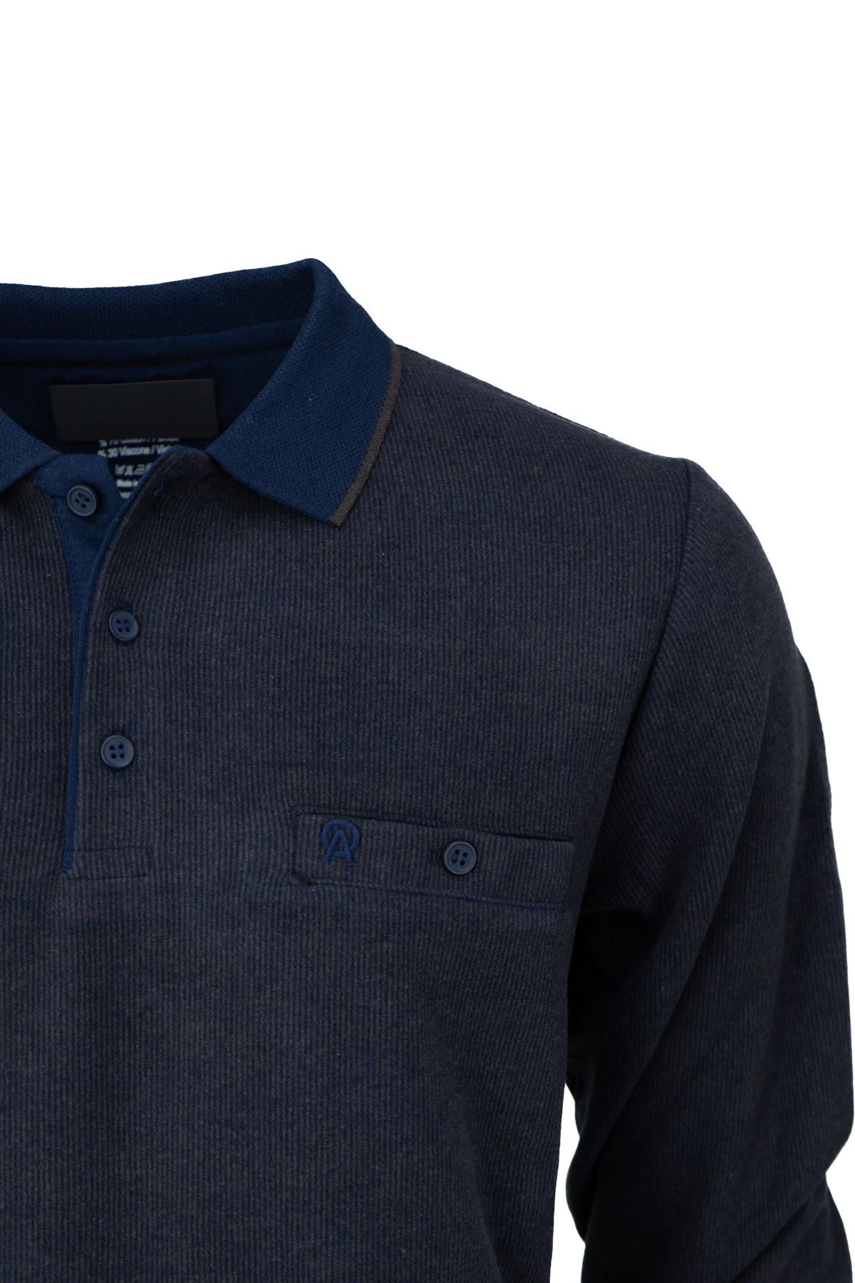 Erkek Kışlık Kazak Pamuklu Örme Düğmeli Polo Yaka Cepli Uzun Kollu Rennes Desenli Rahat