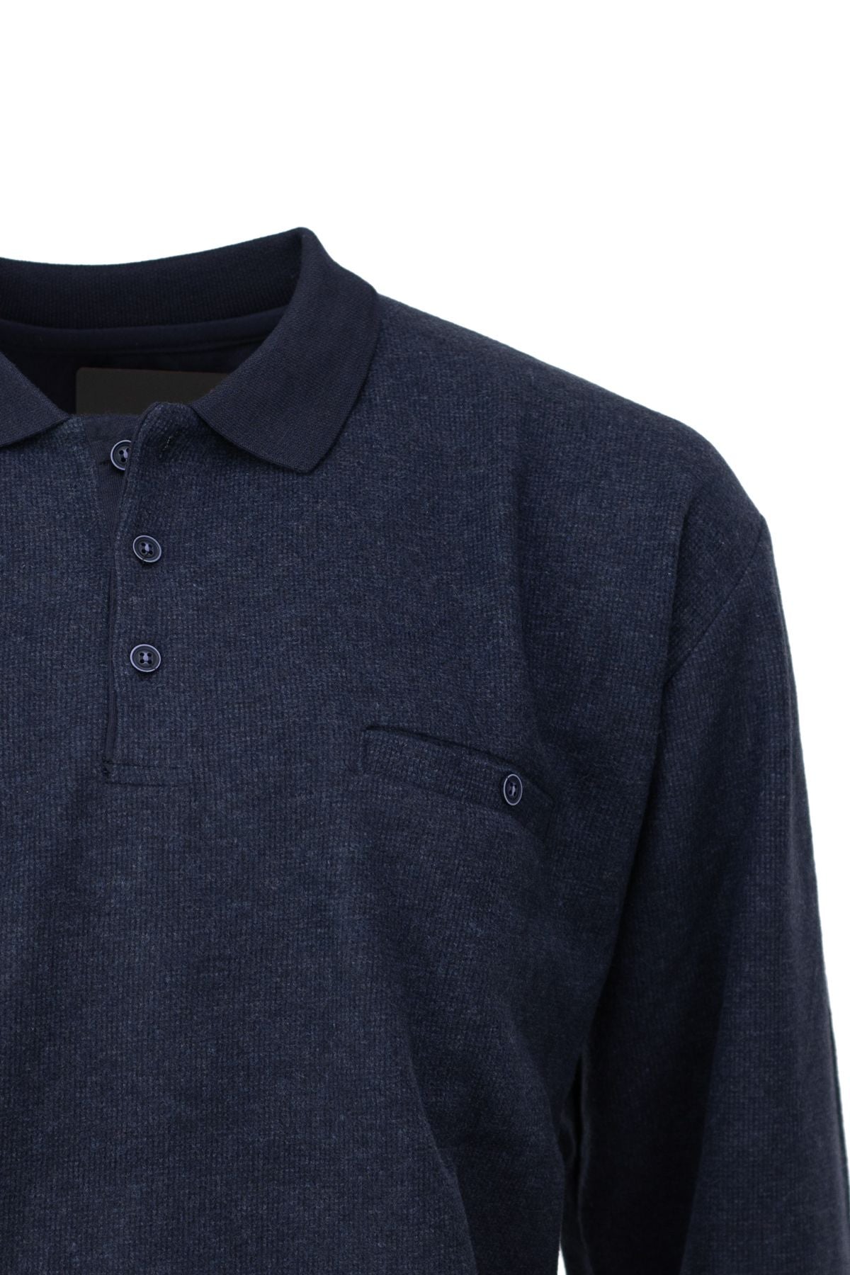 Erkek Kışlık Doğal Pamuklu Örme Polo Yaka Şardonlu Kazak Cepli Tam Kalıp Klasik Model