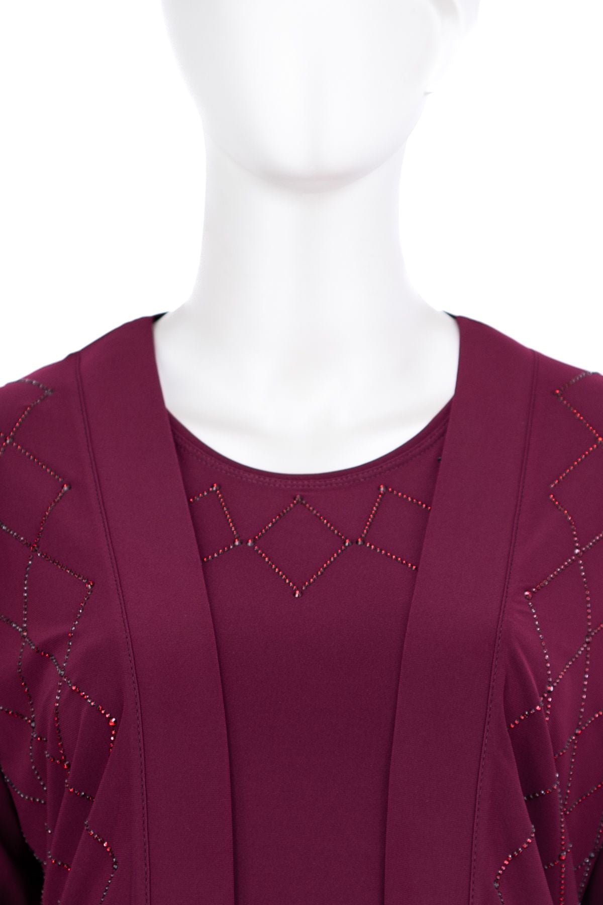 Kadın Likralı Sandy Kumaş 2 Li Anne Takım Önü Şık ve Modern Taşlı Tam Kalıp Likralı