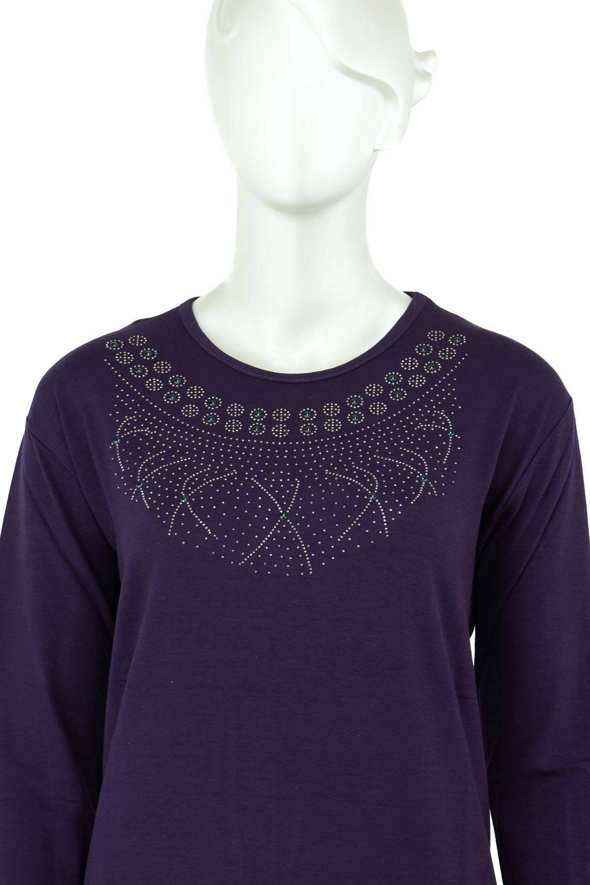 Kadın Anne Butik Bluz Gerdanlık Kolye Işlemeli Rahat Kesim Tam Kalıp Likralı Viskon Kumaş