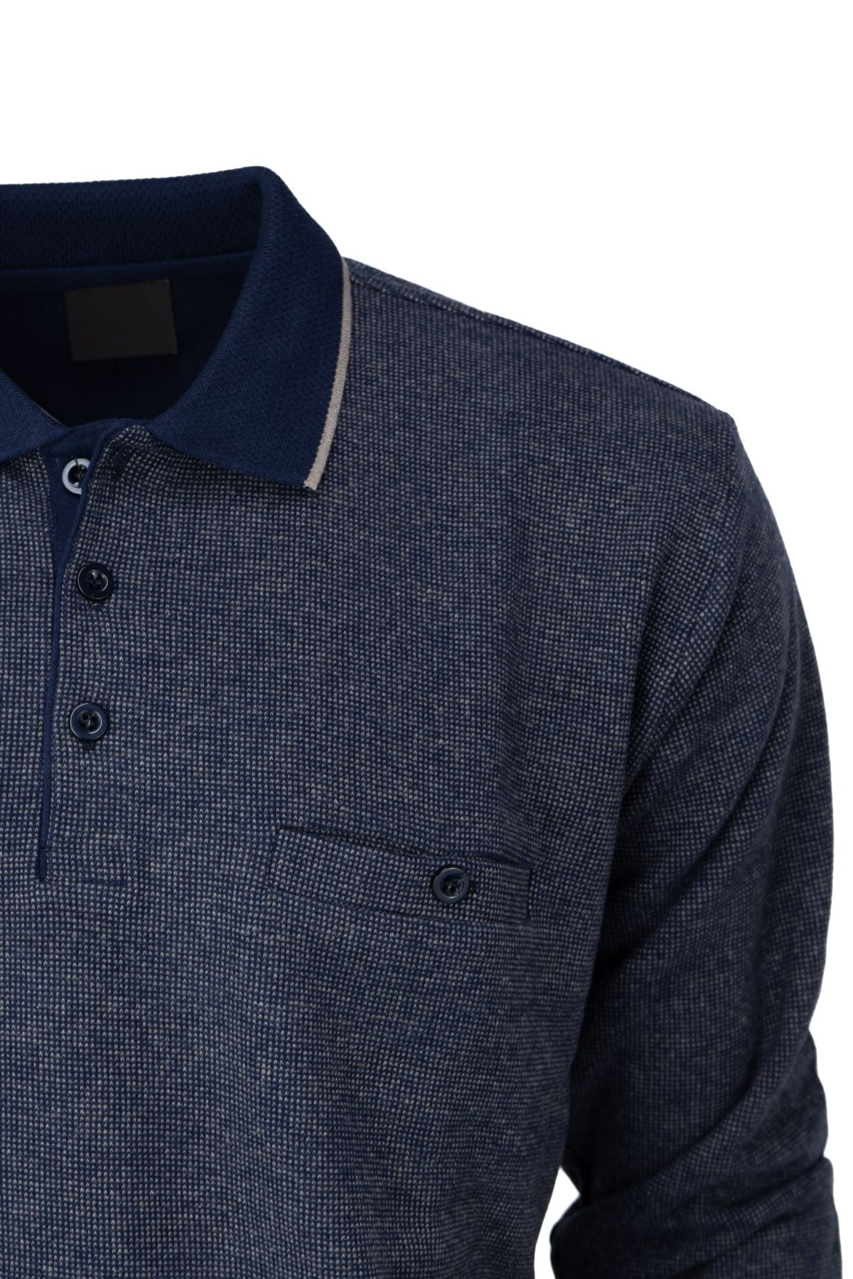 Erkek Kışlık Polo Yaka Kazak Pamuklu Örme Klasik Pıtırcık Selanik Düğmeli Fleto Cepli Rahat