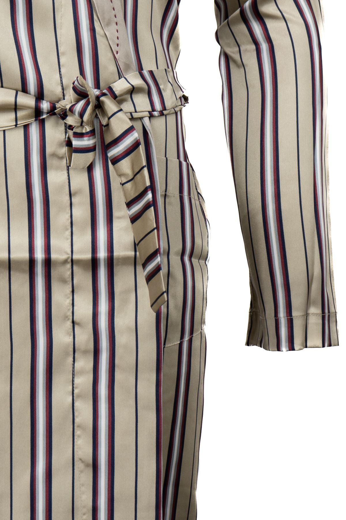 Erkek Klasik Model Röpteşambır Premium Saten Örme Cepli Klasik Rob Beli Kuşaklı Cepli