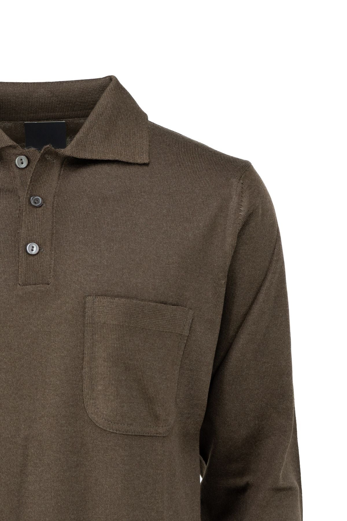 Erkek Yün Tarzı Örme Polo Yaka Kazak Uzun Kollu Klasik Model Cepli Rahat Kesim Tam Kalıp