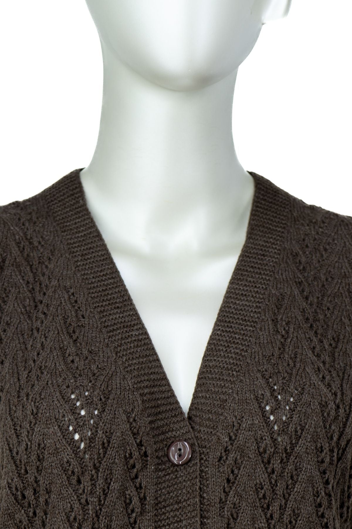 Kadın Kışlık Pamuklu Triko Klasik Örme Anne Yelek Kilim Örgü Model Önden Düğmeli Çift Cepli