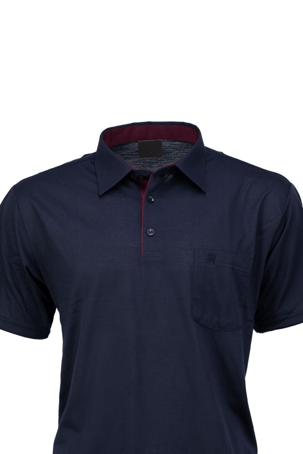 Erkek Gömlek Yaka Cepli Kısa Kollu Normal Kesim Tam Kalıp Premium Pamuklu Kumaş T-shirt