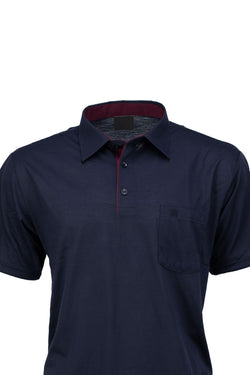 Erkek Gömlek Yaka Cepli Kısa Kollu Normal Kesim Tam Kalıp Premium Pamuklu Kumaş T-shirt