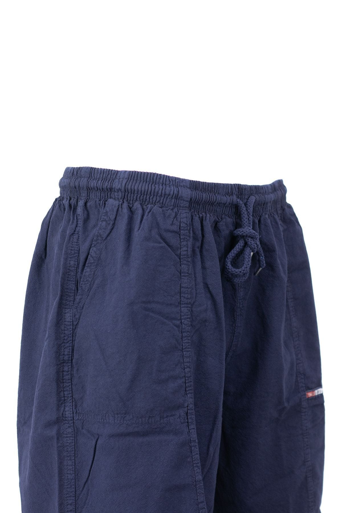 Erkek %100 Saf Pamuk Kumaş Bermuda Şort Düz Paça Cepli Beli Bağcıklı Rahat Tam Kalıp