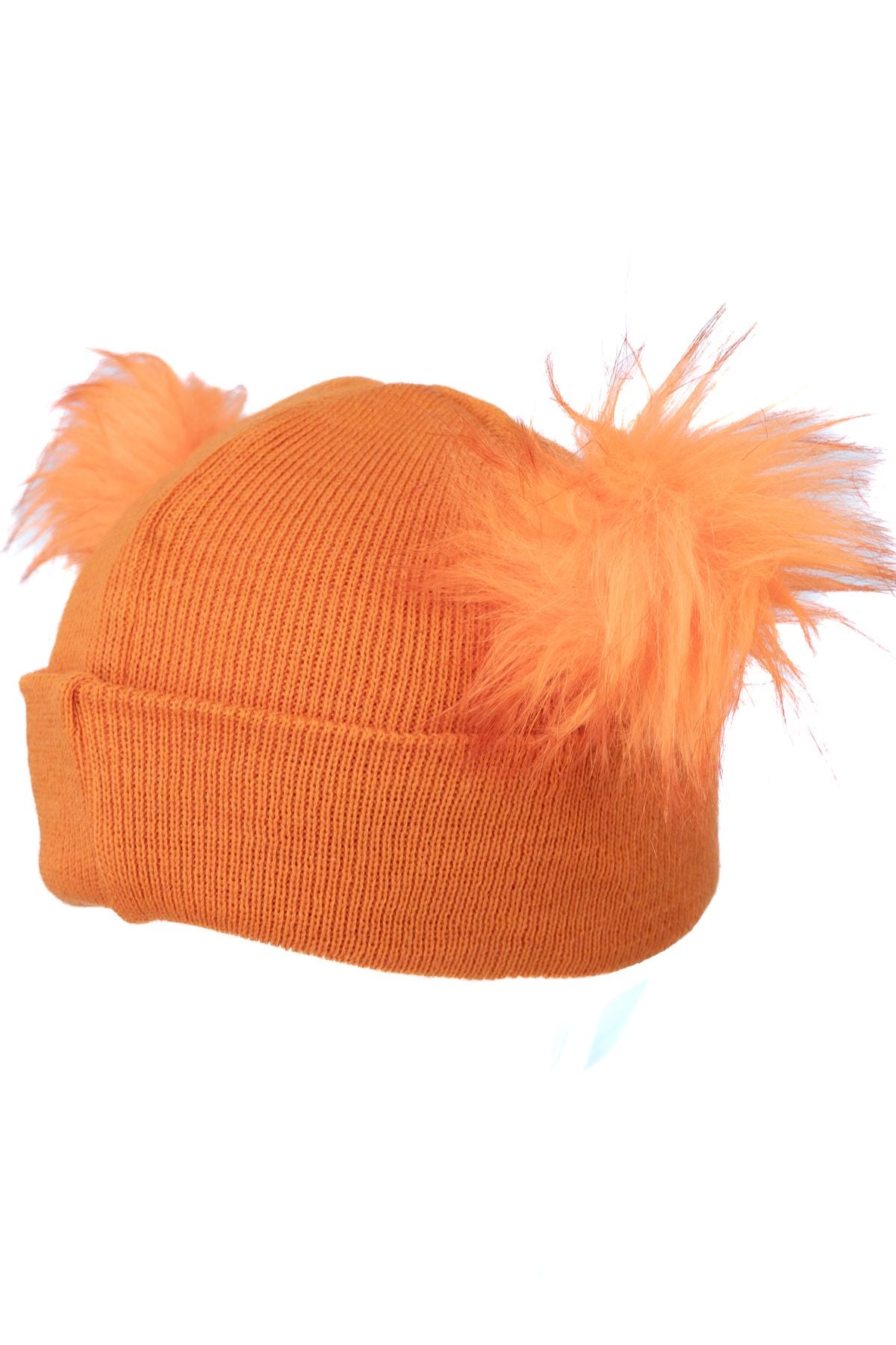 Kız Çocuk Kışlık Kalın Bere Çift Ponpon Model Pamuklu Katlamalı Sıcak Tutar Esnek Rahat