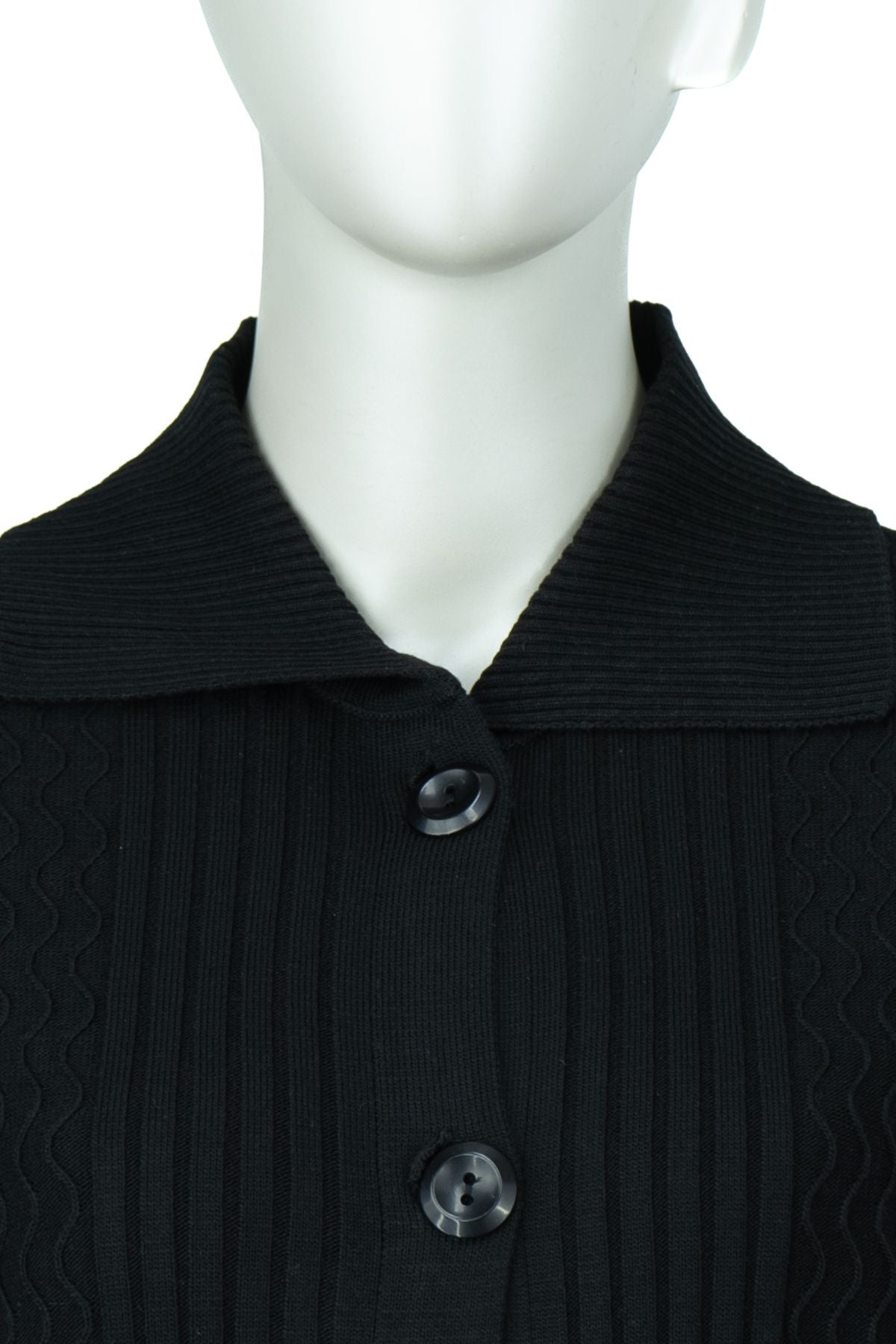 Kadın Kışlık Çelik Örme Anne Hırka Gömlek Yaka Sarmaşık Motifli Cepli Düğmeli Jumbo Battal