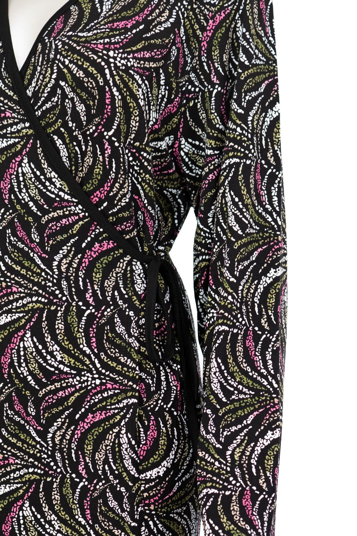 Kadın Viskon Kumaş Klasik Boydan Giymeli Elbise Desenli içten Dıştan Bağlamalı Tam Kalıp