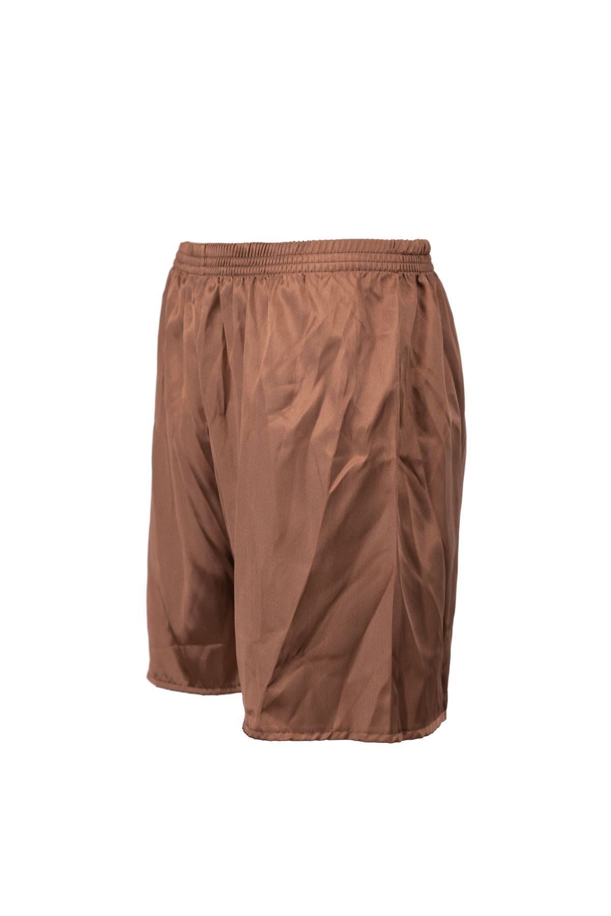 Erkek Saten Kumaş Şort Düz Renk Beli Lastikli Cepsiz Hafif Kumaş