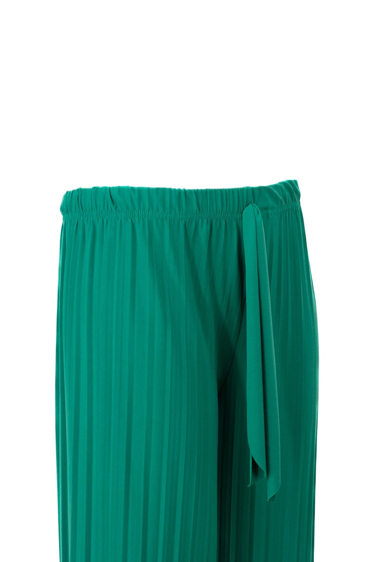 Kadın Butik Pantolon Etek Beli Lastikli Pilili Önden Parça Kumaş Detaylı Likralı Sandy Kumaş