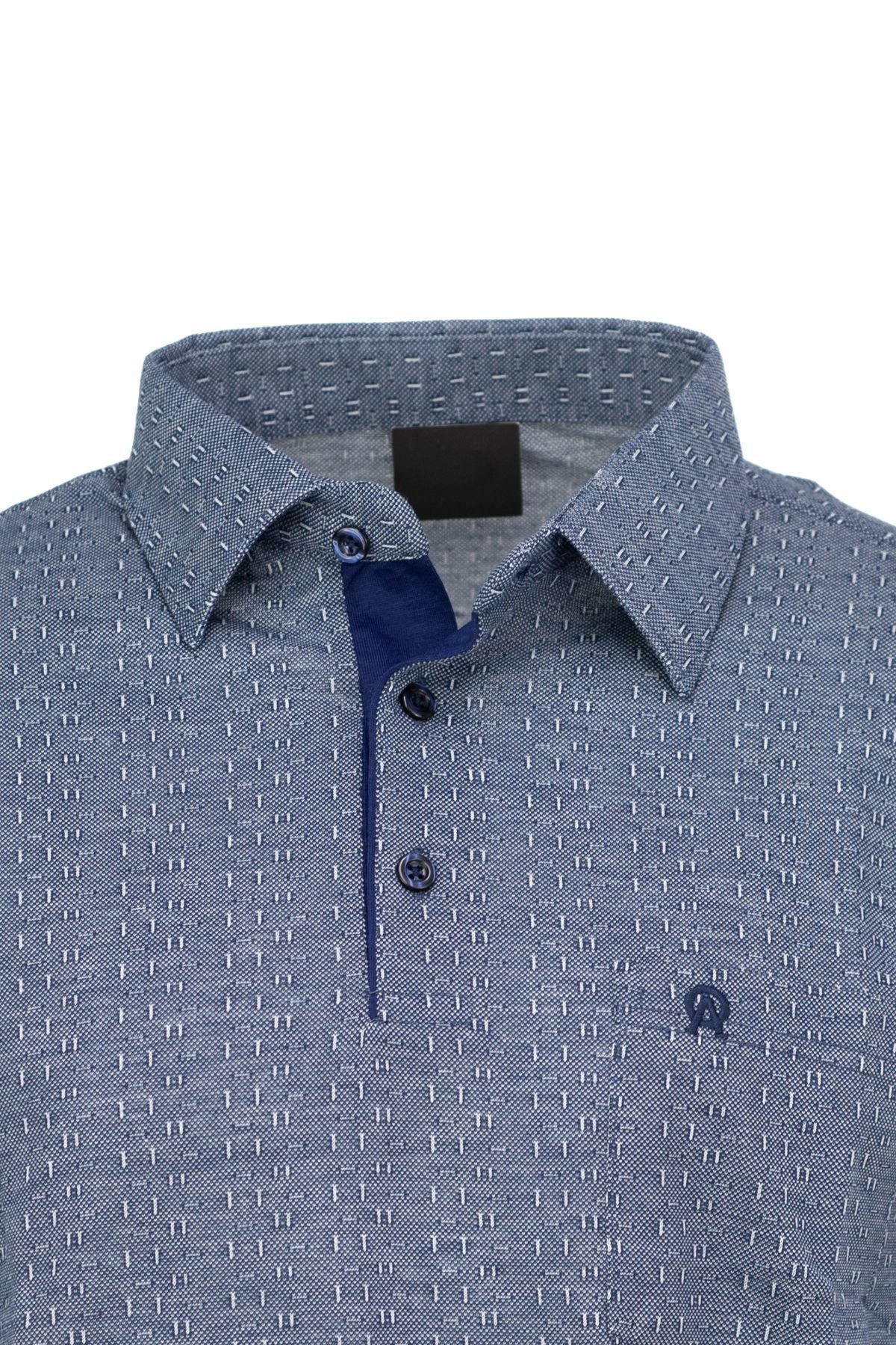 Erkek Pamuklu Kumaş T-Shirt Düğmeli Gömlek Yaka Cepli Kısa Kol Desenli Rahat Kesim Tam Kalıp