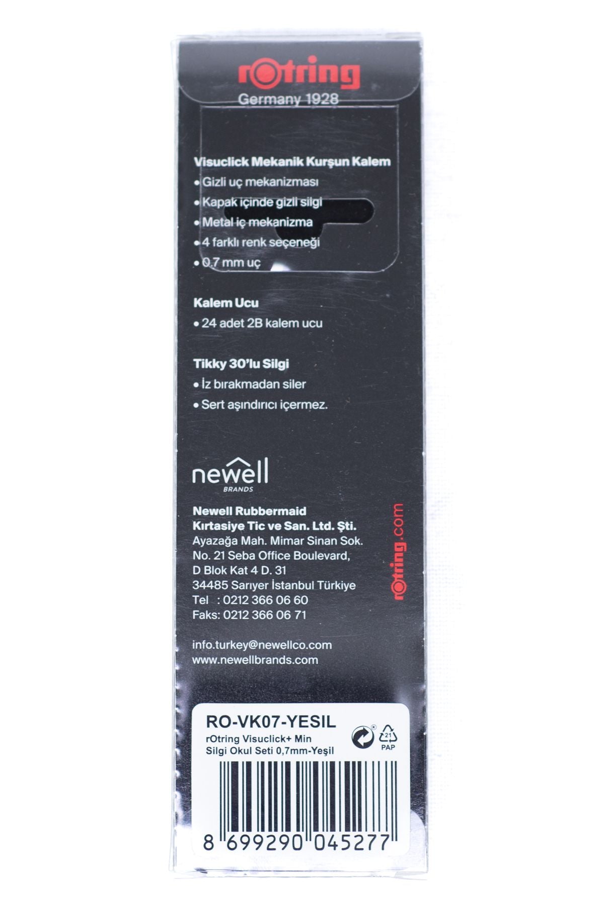 Oppland Kırtasiye Rotring Visuclik 2B Uçlu Kalem Orijinal Silgi Hediyeli 0.7 mm Dayanıklı Set