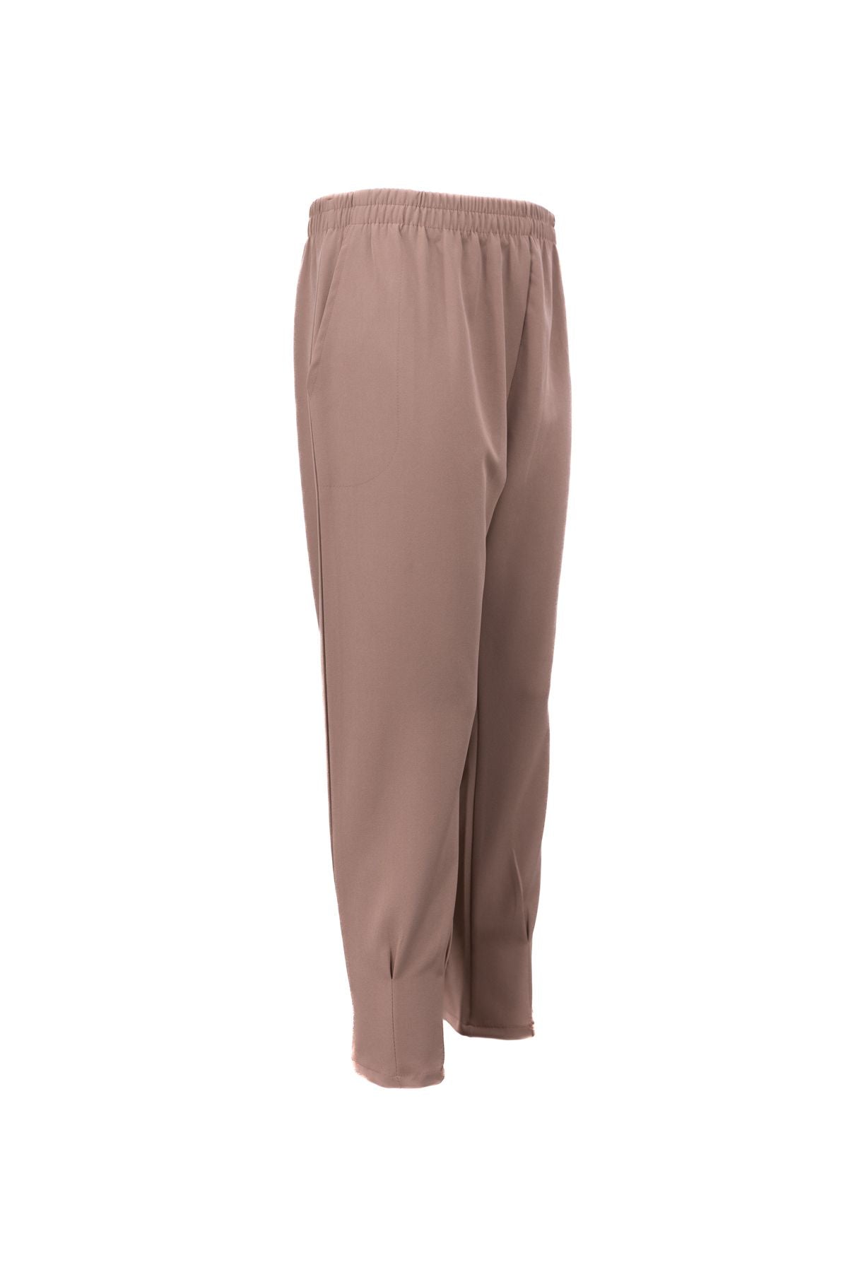 Kadın Beli Lastikli Pantolon Cepli Havuç Paça Krep Hürrem Kumaş Rahat Kesim Tam Kalıp