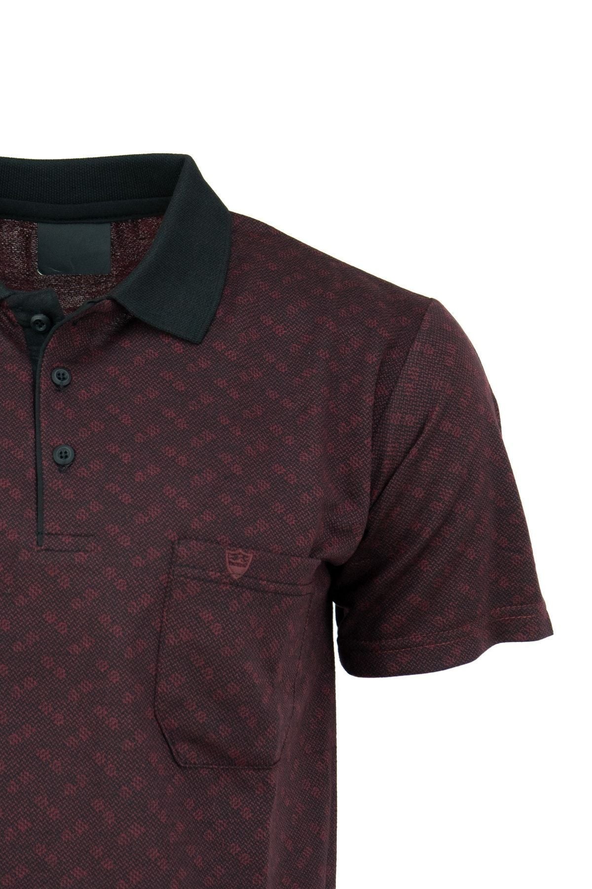 Erkek Polo Yaka Şık Desenli Cepli Kısa Kol Tam Kalıp Premium Pamuklu Jakarlı Kumaş T-Shirt