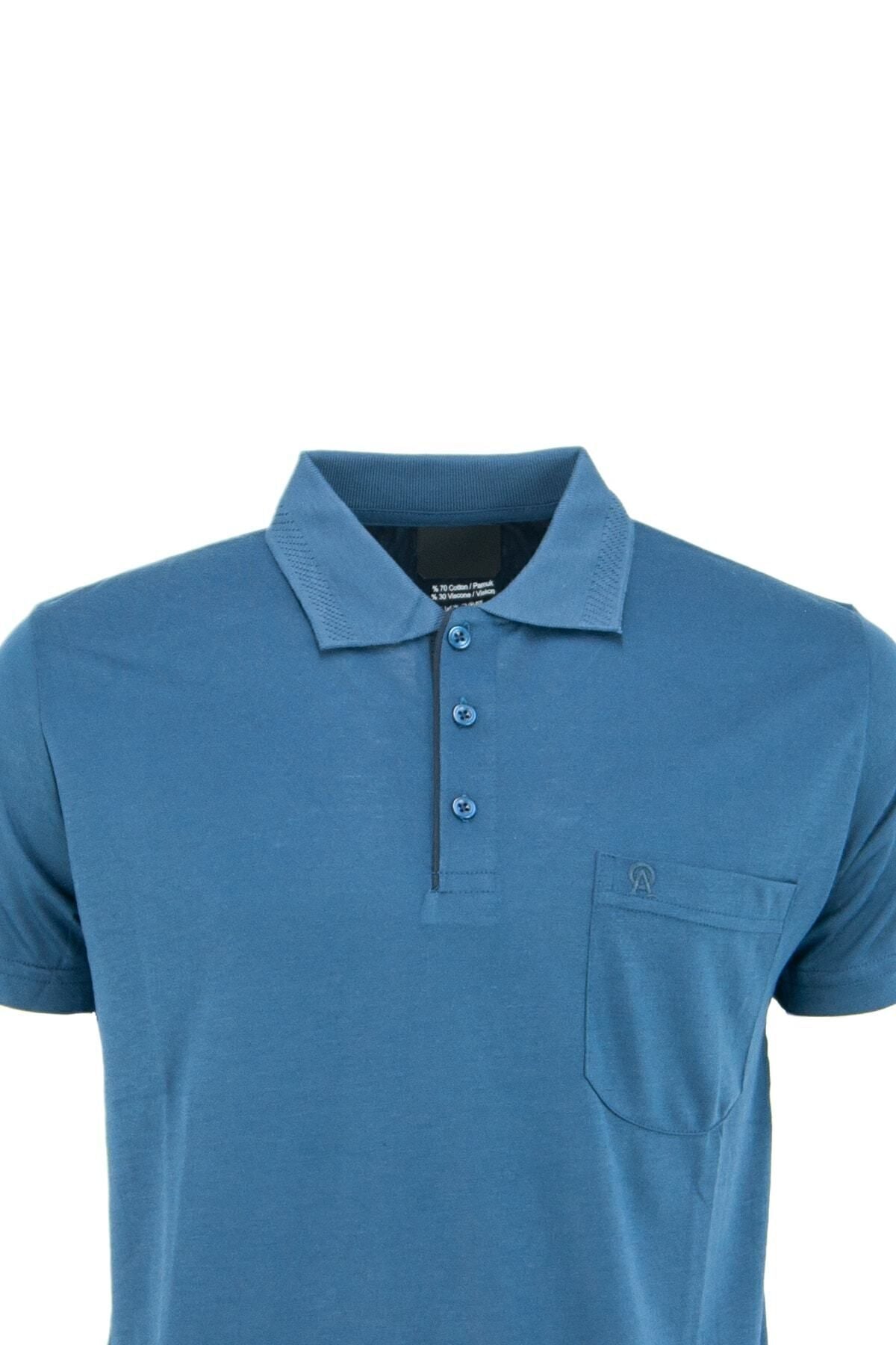 Erkek Polo Yaka Arma Cepli Kısa Kollu Düz Renk Normal Kesim Premium Pamuklu Kumaş T-shirt