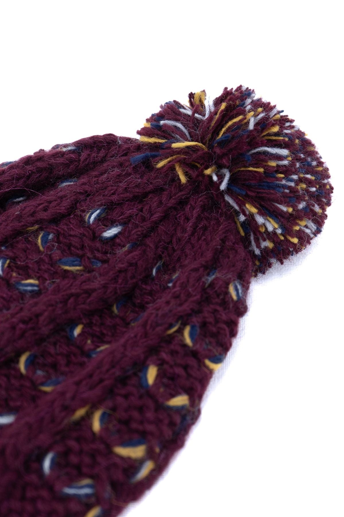 Kadın Kışlık Kalın Ponponlu Bere Pamuklu Örgü Modelli Sıcak Tutar Esnek Rüzgar Geçirmez