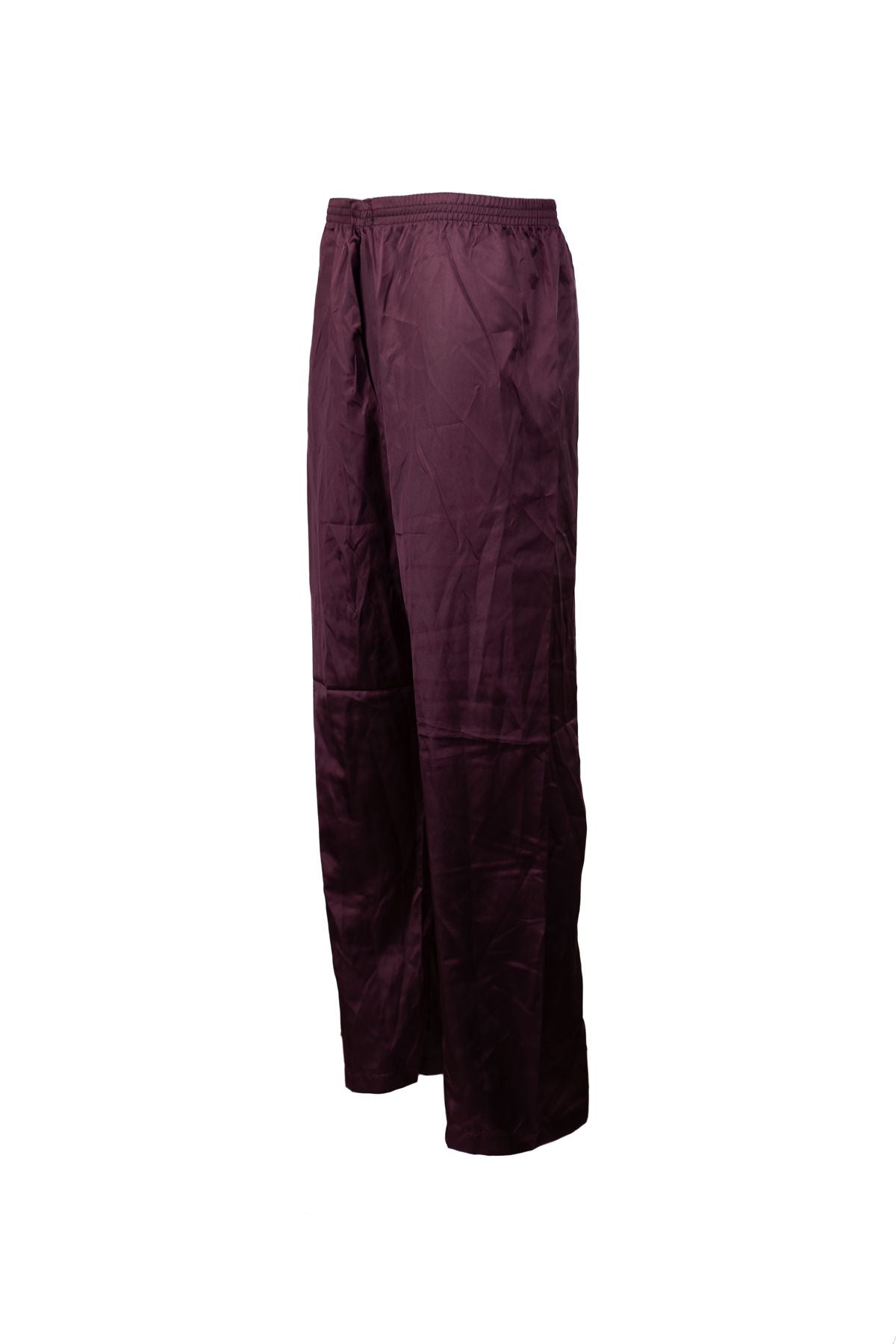 Erkek Saten Kumaş Pijama Pantolon Düz Renk Beli Lastikli Cepsiz Geniş Paça Rahat Kesim