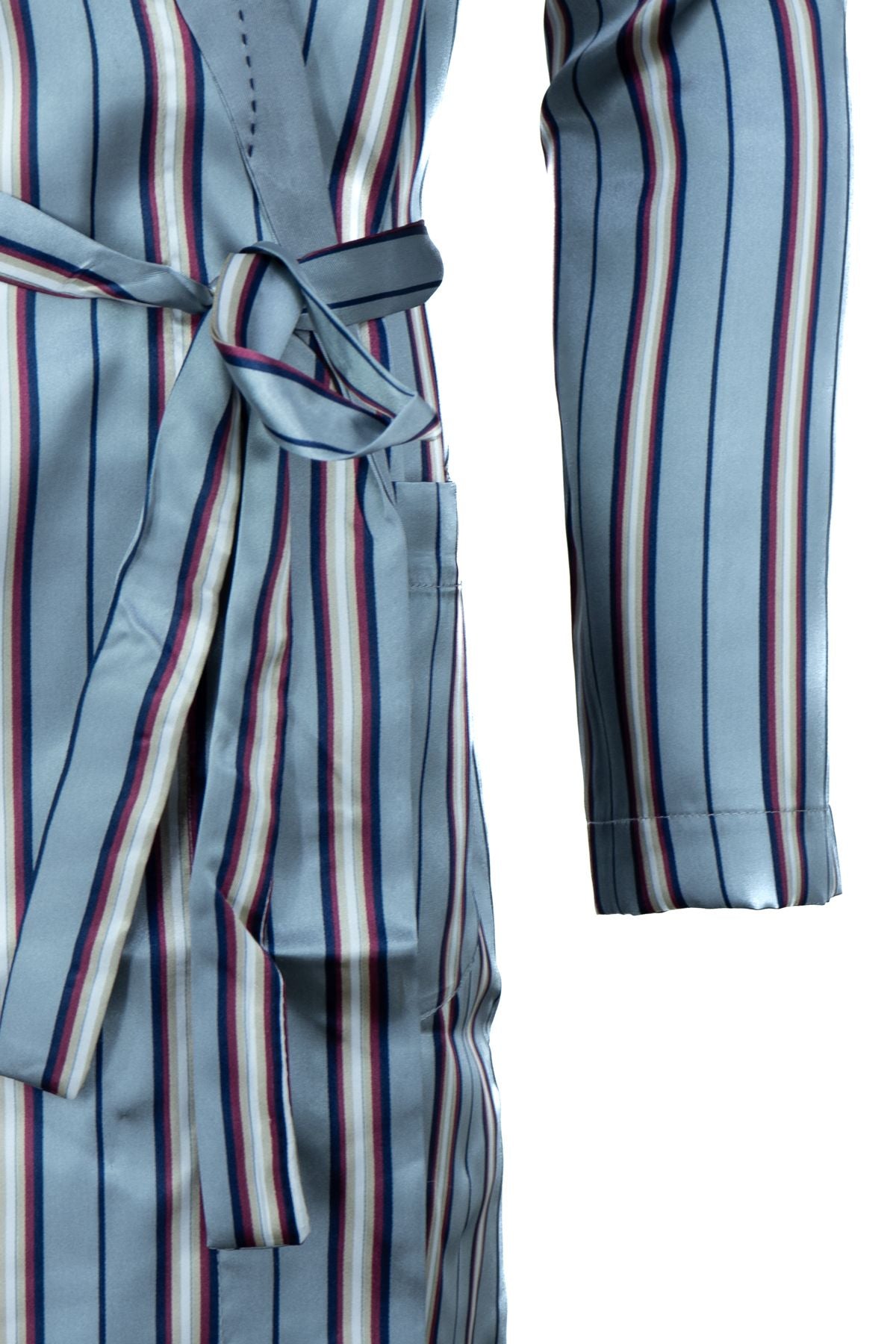 Erkek Klasik Model Röpteşambır Premium Saten Örme Cepli Klasik Rob Beli Kuşaklı Cepli