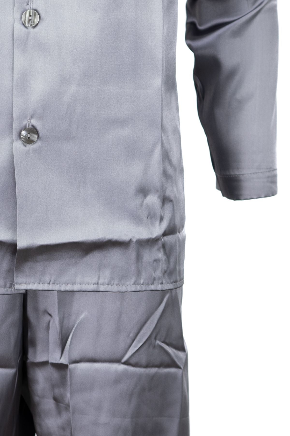 Erkek Klasik Model Pijama Takımı Premium ipeksi Kumaş Gömlek Yaka Desenli Cepli Tam Kalıp