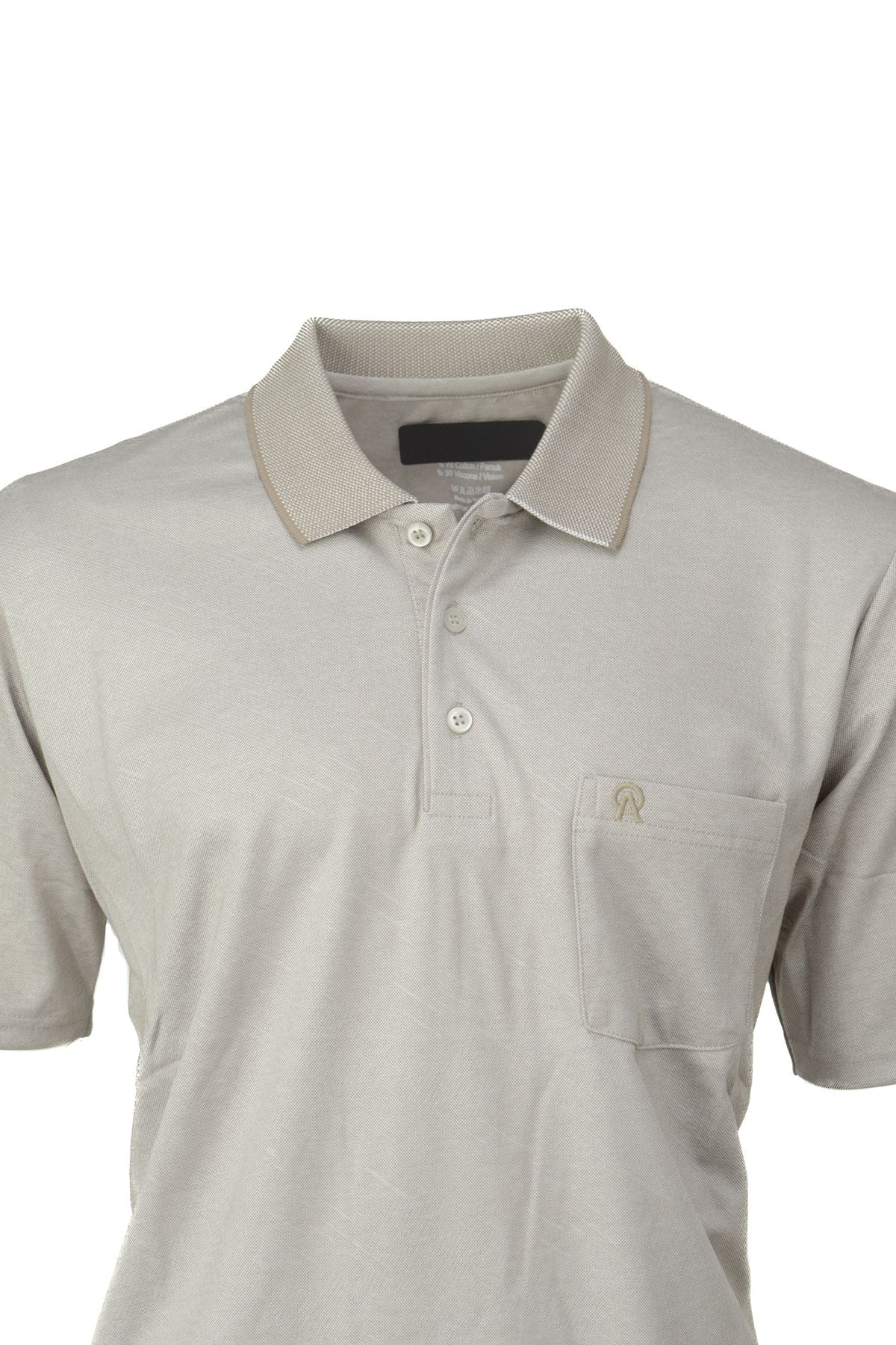 Erkek Pamuklu Merserize Kumaş T-Shirt Düğmeli Polo Yaka Cepli Kısa Kol Şık Desenli Tam Kalıp