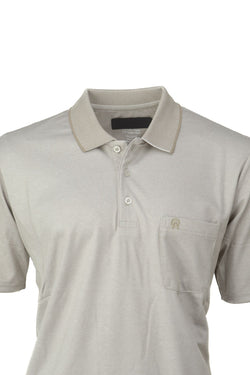 Erkek Pamuklu Merserize Kumaş T-Shirt Düğmeli Polo Yaka Cepli Kısa Kol Şık Desenli Tam Kalıp