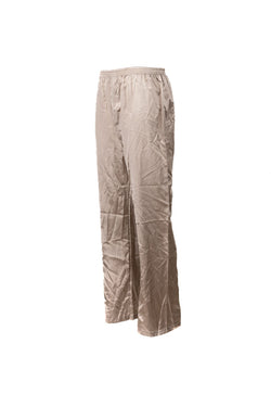 Erkek Saten Kumaş Pijama Pantolon Düz Renk Beli Lastikli Cepsiz Geniş Paça Rahat Kesim
