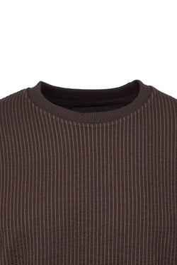 Erkek Mevsimlik Doğal Pamuklu Sweatshirt Bisiklet Yaka Çizgili Rahat Kesim Tam Kalıp