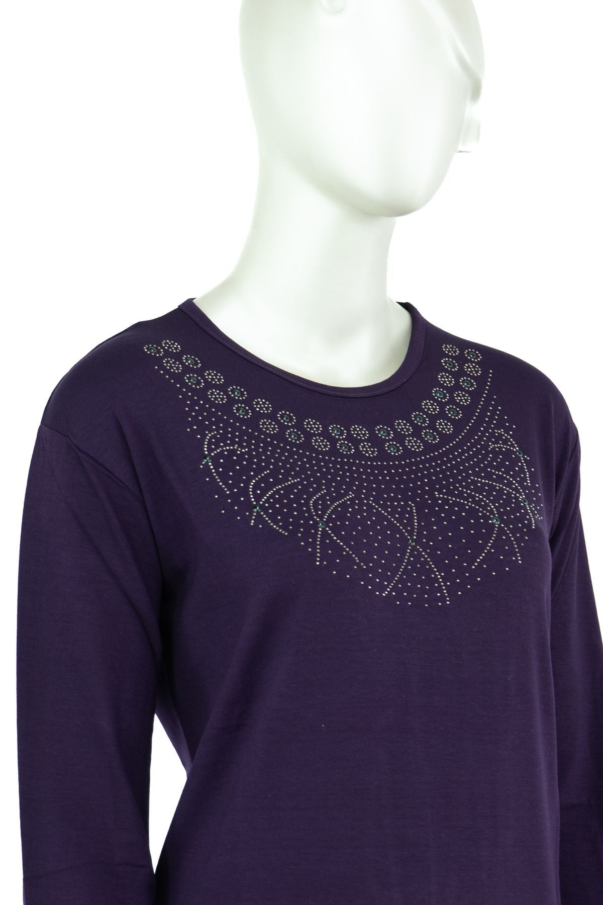 Kadın Anne Butik Bluz Gerdanlık Kolye Işlemeli Rahat Kesim Tam Kalıp Likralı Viskon Kumaş