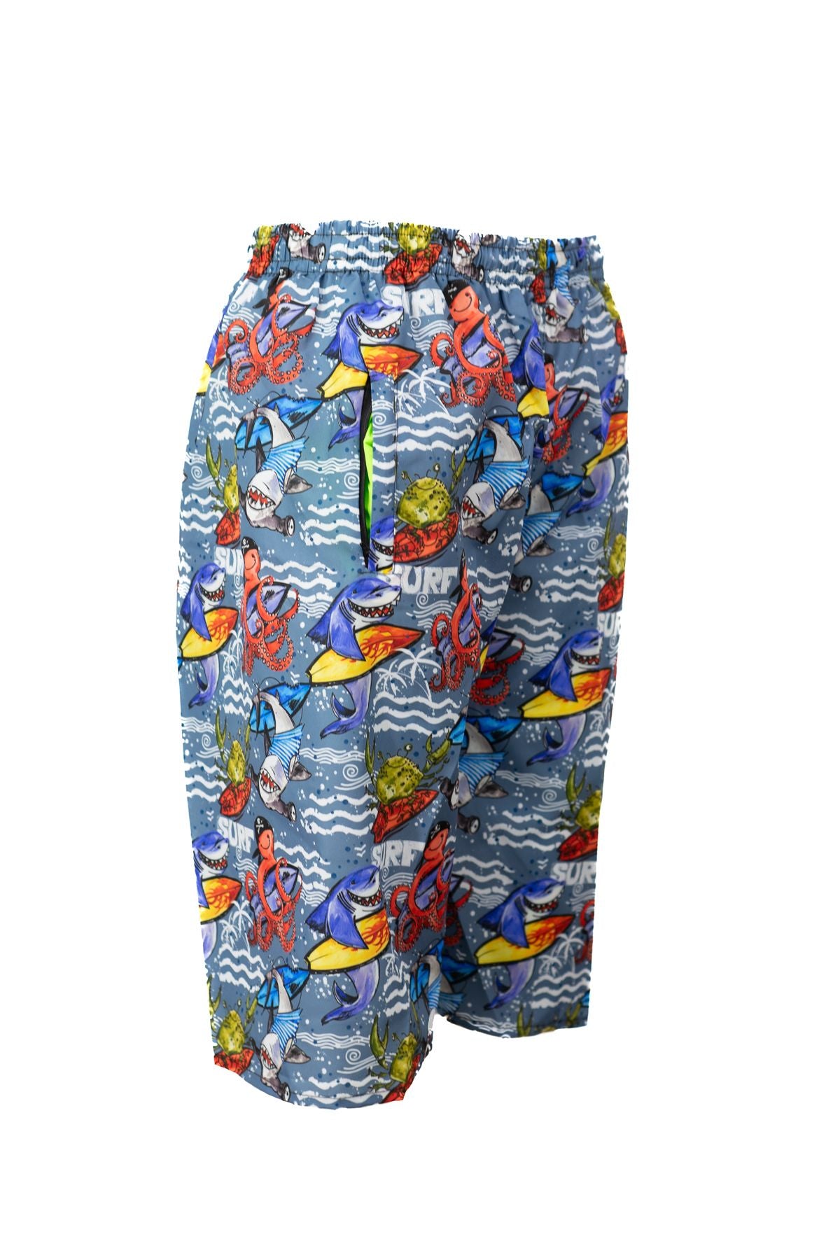 Erkek Deniz Havuz Şortu Kapri Astarlı Beli Lastikli Bağcıklı Cepli SuTutmayan Hafif Kumaş