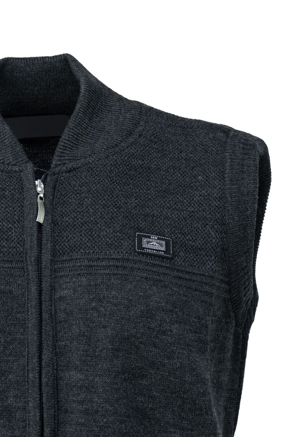 Erkek Kışlık Kalın Yünlü Örme Triko Yelek Şık Motifli Fermuarlı Çift Cepli Rahat Hakim Yaka