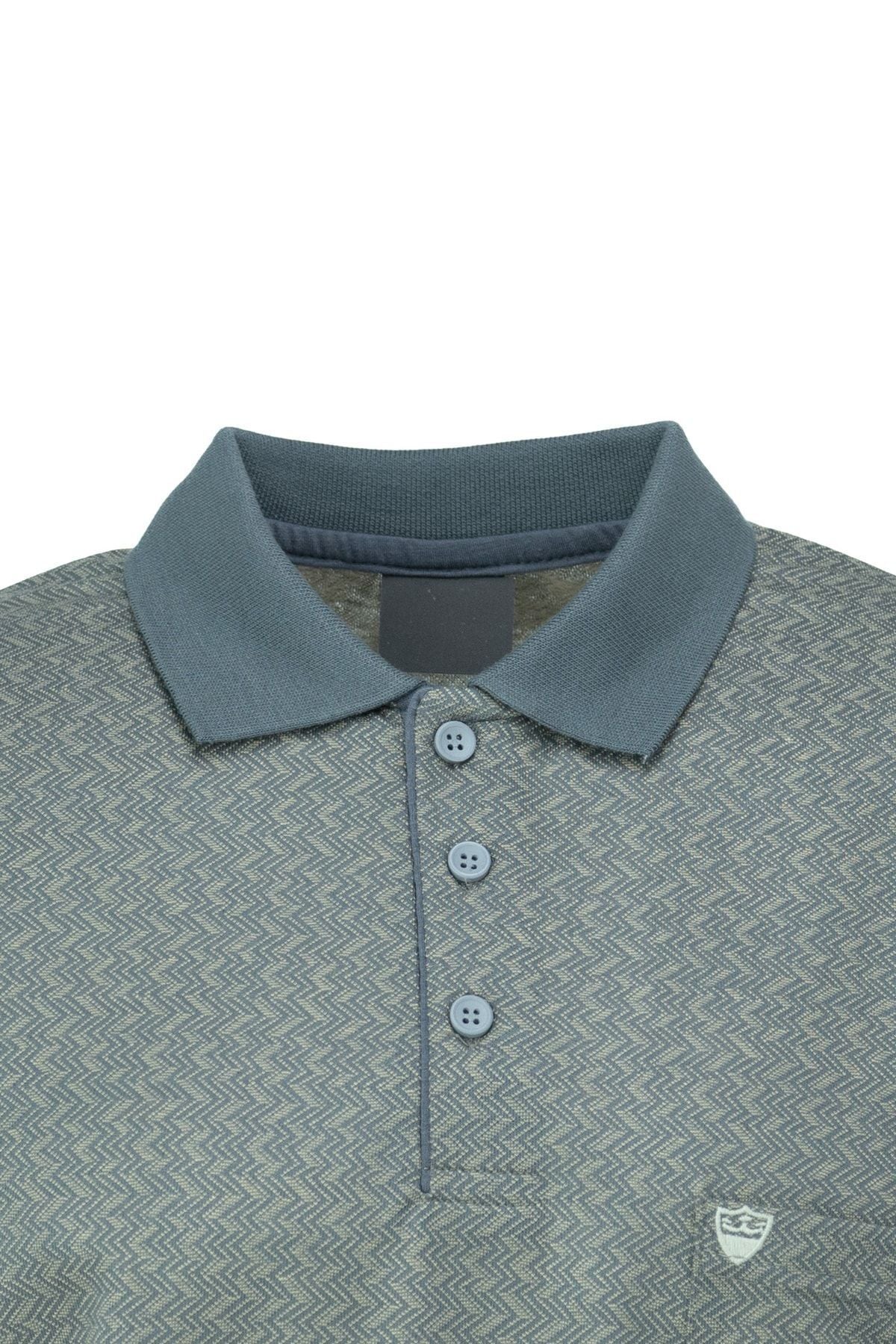 Erkek Polo Yaka Şık Desenli Cepli Kısa Kollu Rahat Tam Kalıp Premium Pamuklu Kumaş T-shirt