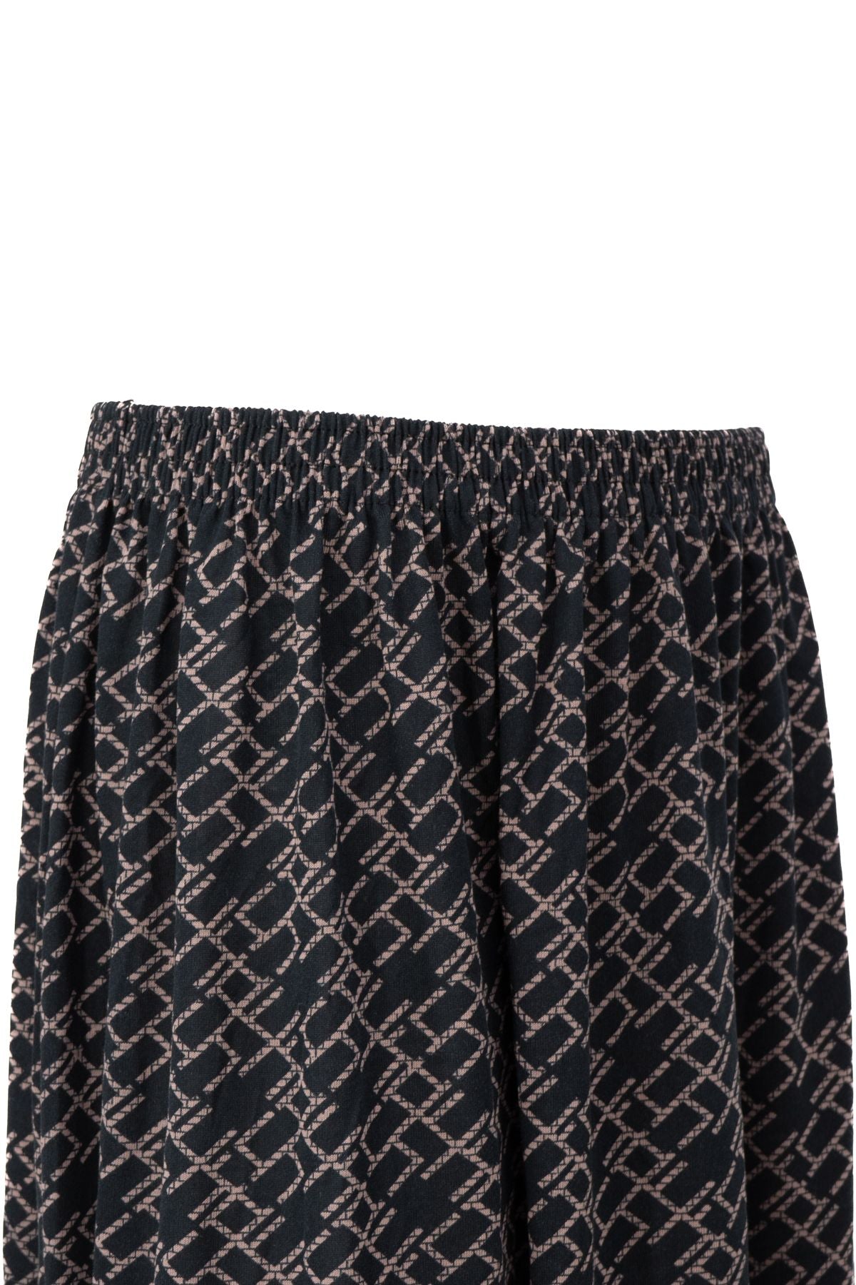 Kadın Kışlık Anne Etek Viskon Kumaş Manzara Desenli Beli Lastikli Rahat Kesim Tam Kalıp