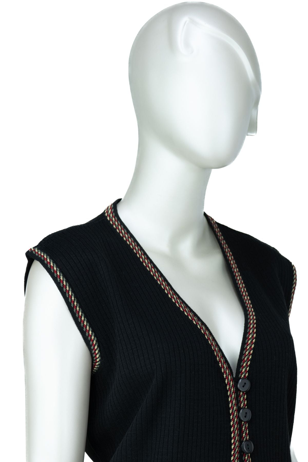 Kadın Kışlık Anne Yelek Pamuklu Triko Örme Gül Bahçesi Motifli Önden Düğmeli Çift Cepli