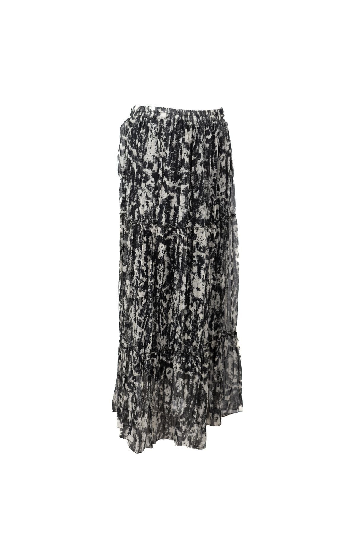 Kadın Astarlı Şifon Etek Şirin Papatya Desenli Beli Lastikli Rahat Kesim Parçalı