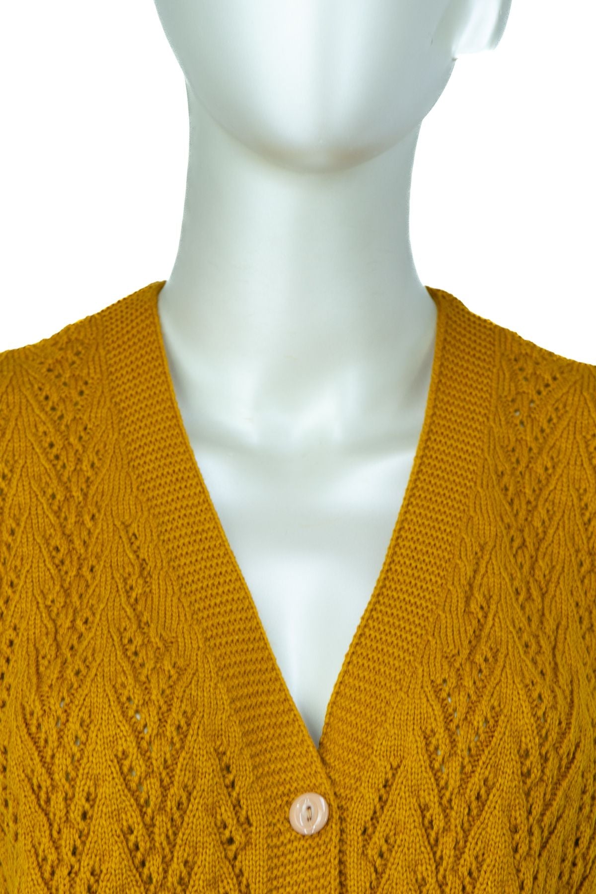 Kadın Kışlık Pamuklu Triko Klasik Örme Anne Yelek Kilim Örgü Model Önden Düğmeli Çift Cepli