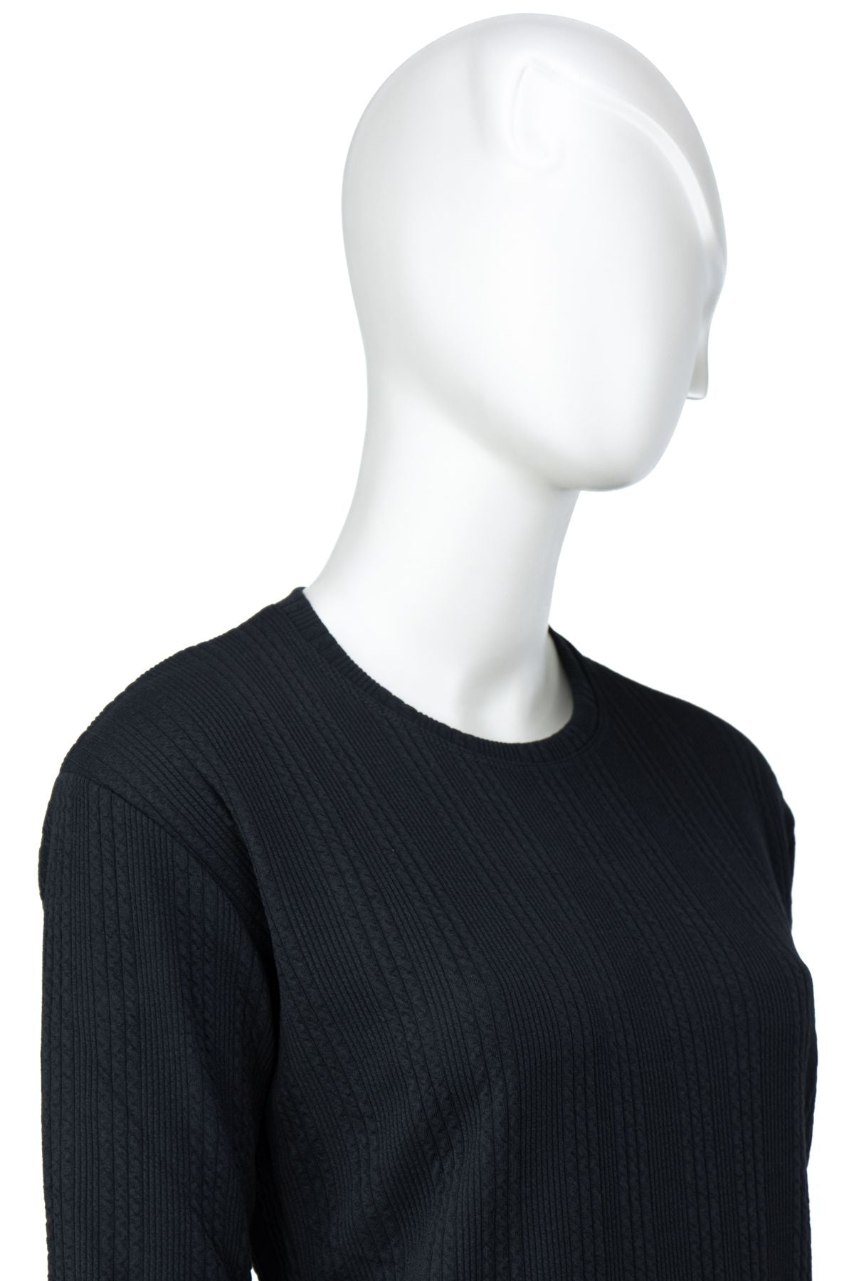 Kadın Kışlık Badi Bluz Gofre Kumaş Kendinden Desenli Likralı Yuvarlak Yaka Uzun Kollu Rahat