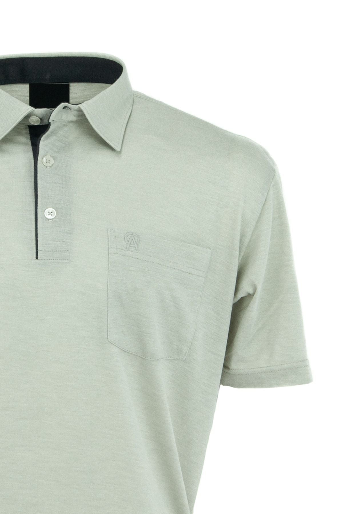 Erkek Cepli Kısa Kollu Düz Renk Normal Kesim Pamuklu Kumaş Gömlek Yaka T-shirt