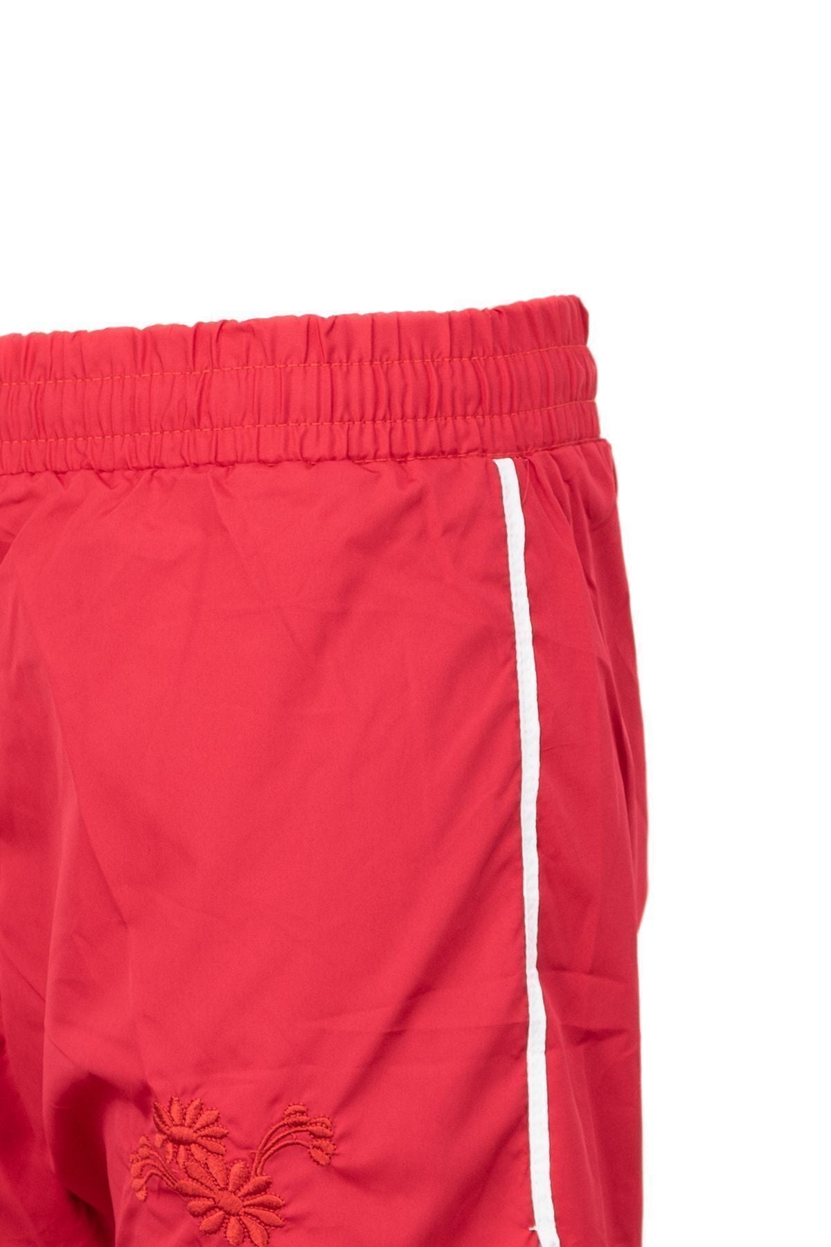 Kadın Deniz Şortu Beli Lastikli ve Bağcıklı Cepli Nakışlı Su Tutmayan Rahat Hafif Kumaş