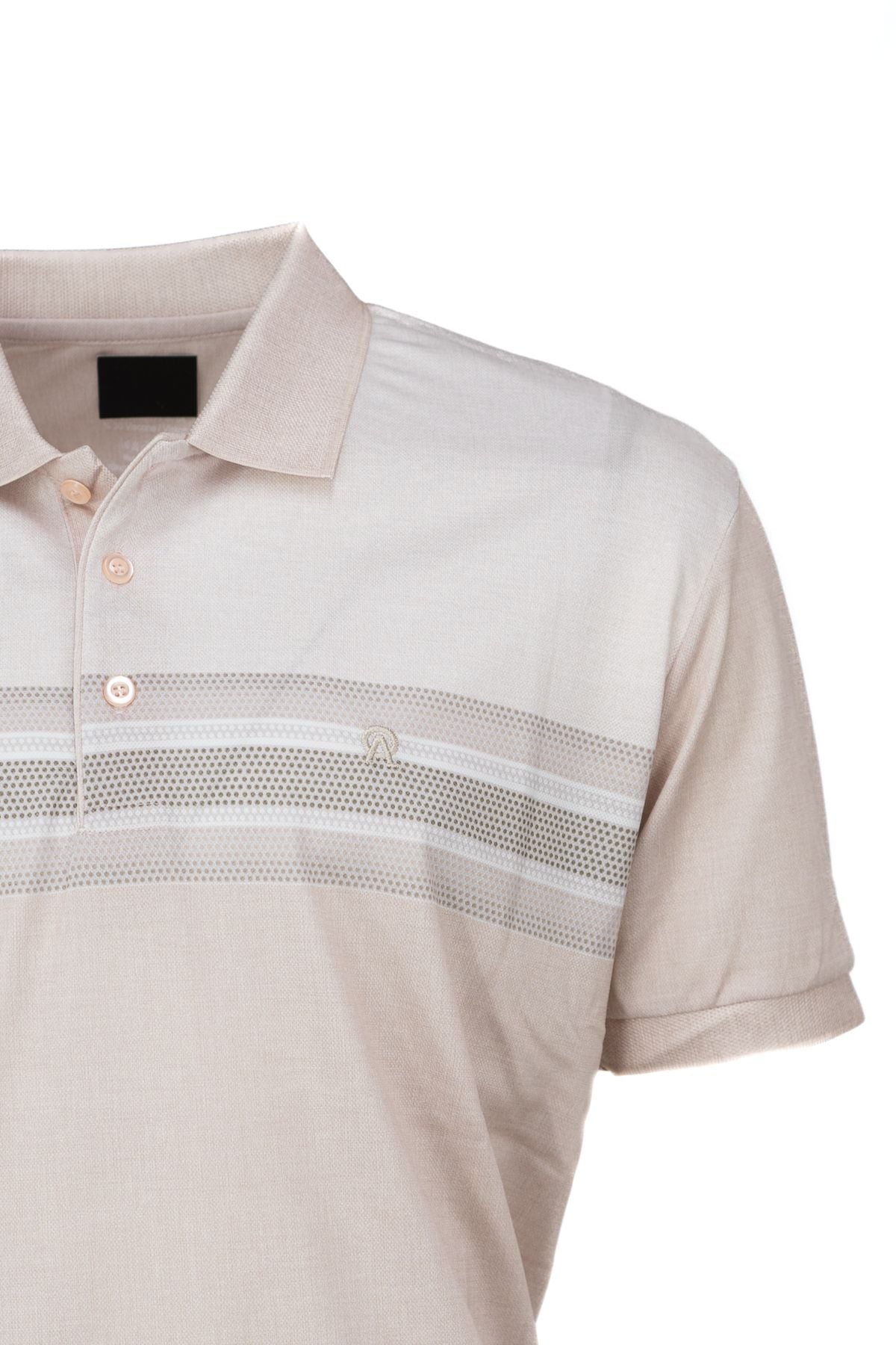 Erkek Pamuklu Merserize Kumaş T-Shirt Cepsiz Polo Yaka Kısa Kollu Çizgi Desenli Tam Kalıp