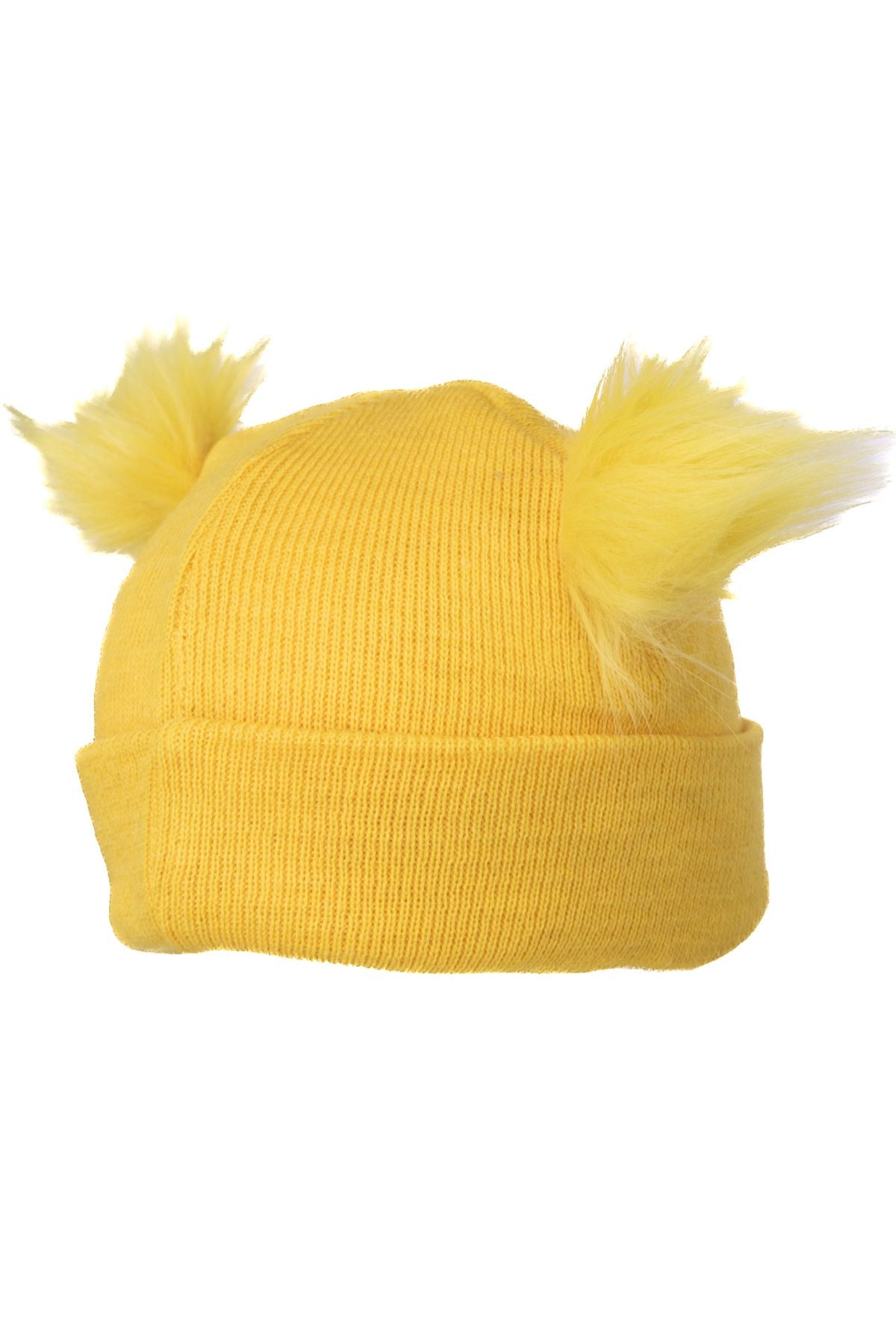 Kız Çocuk Kışlık Kalın Bere Çift Ponpon Model Pamuklu Katlamalı Sıcak Tutar Esnek Rahat