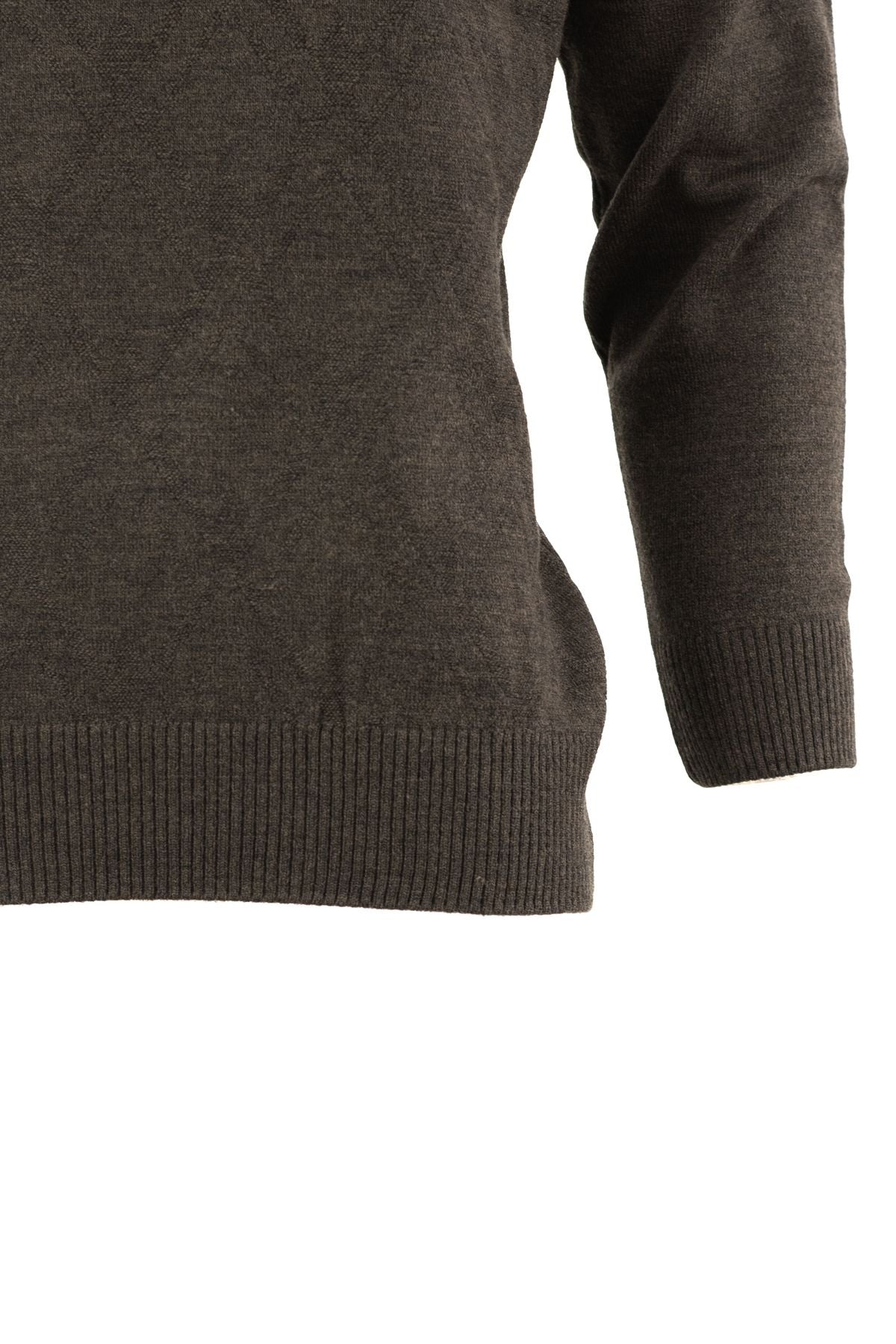 Erkek Kışlık Baklava Desenli Yarım Balıkçı Yaka Tam Kalıp Kalın Premium Yünlü Dokuma Kazak