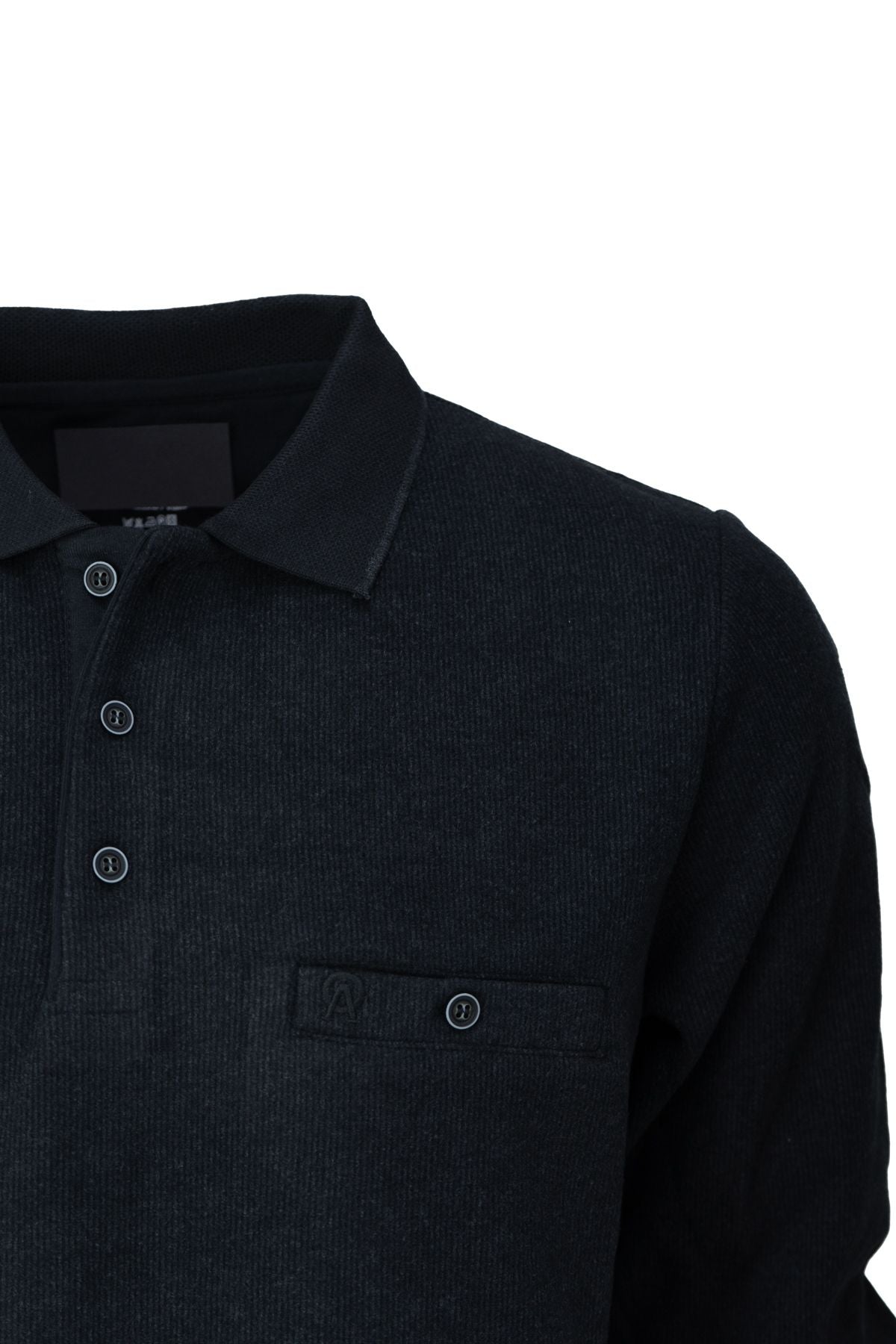 Erkek Kışlık Kazak Pamuklu Örme Düğmeli Polo Yaka Cepli Uzun Kollu Rennes Desenli Rahat